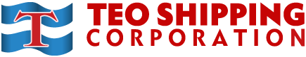 Logo of TEO Shipping Corporation with a blue wave and a large red "T" on the left.