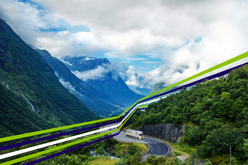 Nippon Express truck traveling through mountains