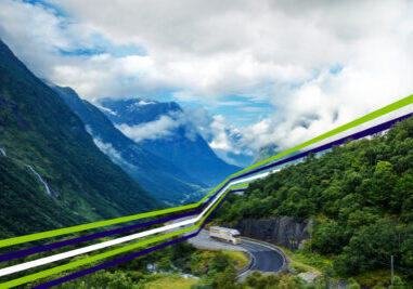 Nippon Express truck traveling through mountains