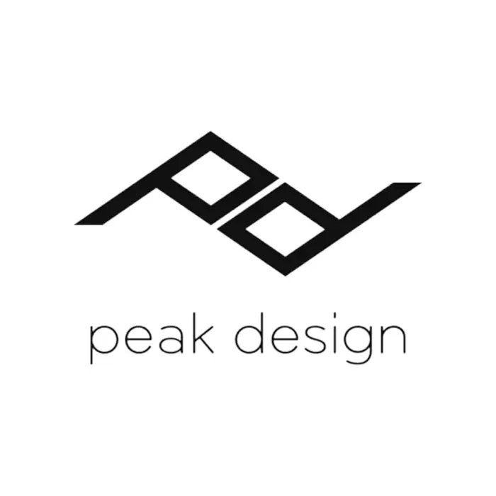 Black geometric "PD" logo above the words "peak design" on a white background.