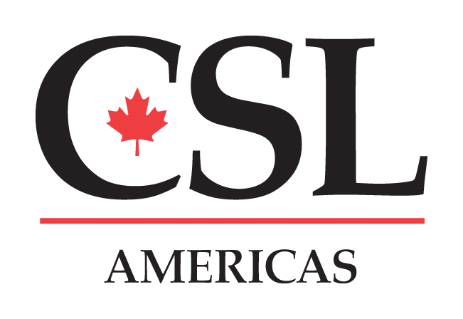 CSL logo with a red maple leaf inside the "C" and the word "AMERICAS" beneath a red line.