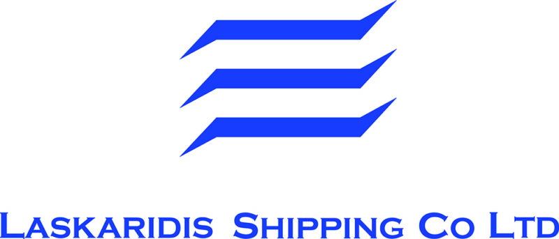 Blue stylized lines above the text "Laskaridis Shipping Co Ltd" in blue on a white background.