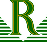 A large green letter "R" with gold outline above green horizontal stripes forming a triangle on each side.