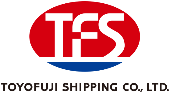 TFS logo with red oval and blue underline, text reads "TOYOFUJI SHIPPING CO., LTD." below.