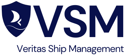 VSM logo with a sailboat on a shield and text "Veritas Ship Management" below the initials.